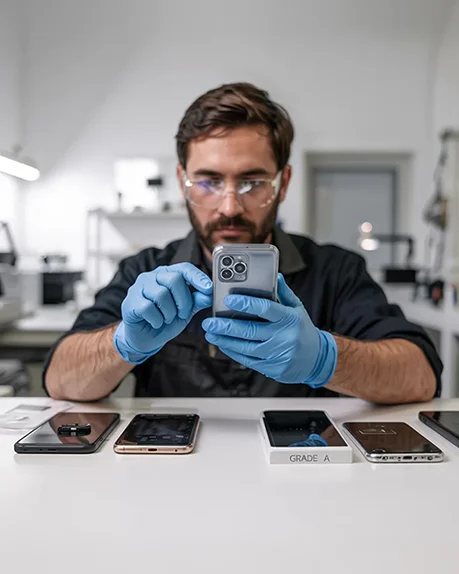 image of man checking mobile phone